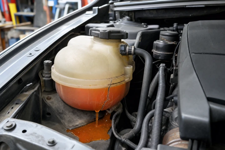 BMW coolant expansion tank leak repair in Ann Arbor, MI.